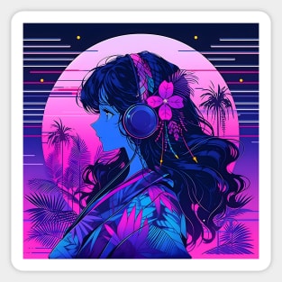 Synthwave Music Album Cover - Anime Wallpaper Sticker